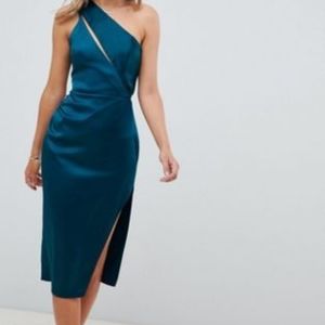 Teal one shoulder dress